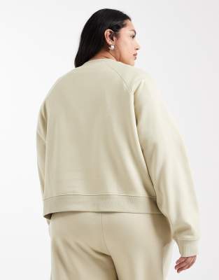 Asos Curve Asos Design Curve Oversized Brushback Sweatshirt With Raglan Detail In Neutral