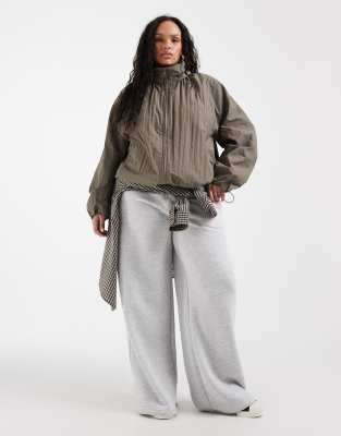 Asos Curve Asos Design Curve Oversized Bubble Hem Track Jacket In Gray