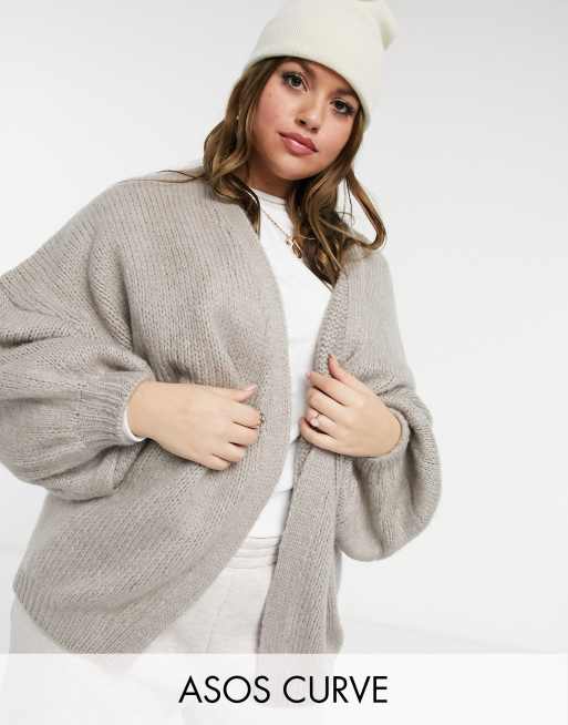 DESIGN Curve oversized cardigan in taupe | ASOS