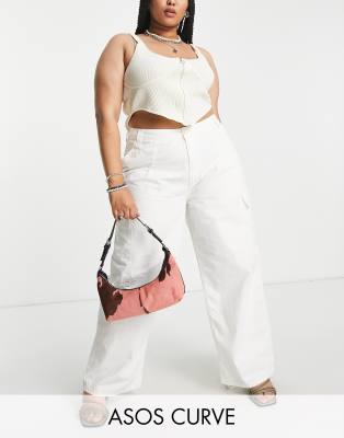 ASOS DESIGN Curve oversized cargo pants in ecru