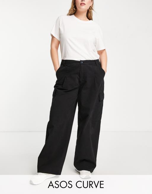 ASOS DESIGN loose cargo pants with elasticized waist in washed