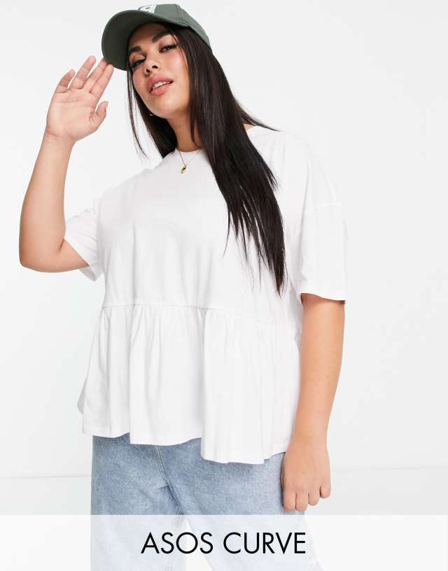 ASOS DESIGN Curve oversized casual smock top in white