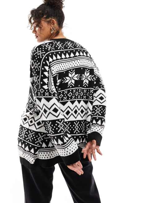 ASOS DESIGN Curve oversized Christmas jumper in fairisle pattern