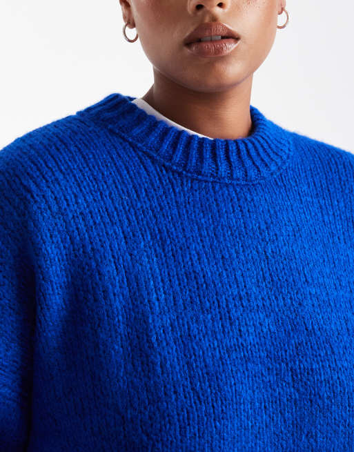 ASOS DESIGN Curve - Oversized trui met ronde hals in kobaltblauw