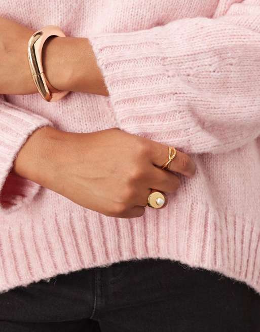 ASOS DESIGN Curve oversized crew neck sweater with curved hem in pink