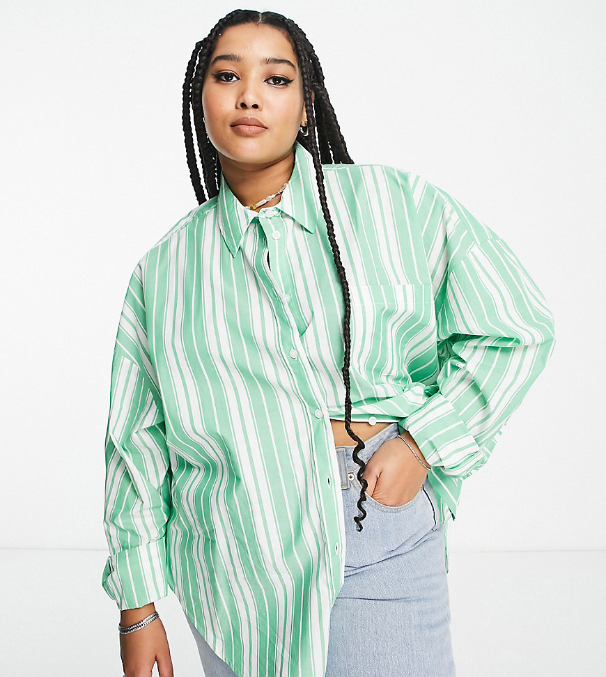 shirt by ASOS DESIGN The scroll is over Spread collar Button placket Chest pocket Oversized fit