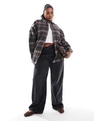 Shirt Outfit Oversized Plaid Shirt Dress FLANNEL CHECK SHIRT BLUE  1886  Fashion