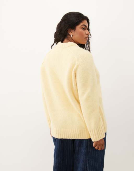 ASOS DESIGN Curve oversized fluffy jumper in buttermilk, 4 of 4