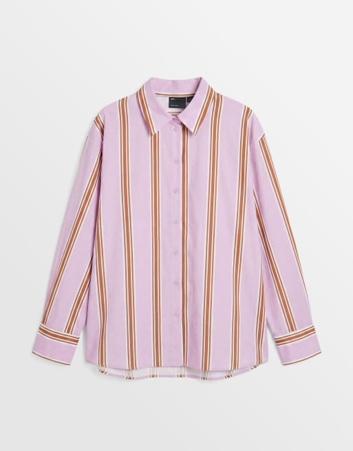 ASOS DESIGN Curve - Oversized gestreept overhemd in violet, 5 van 8