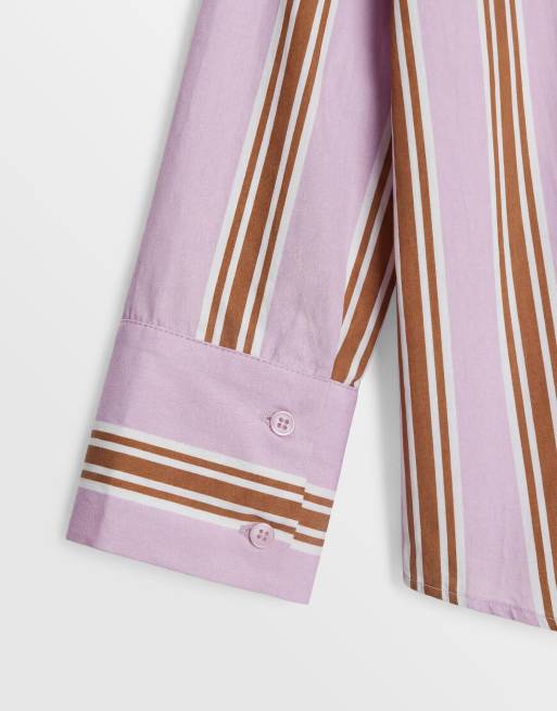 ASOS DESIGN Curve - Oversized gestreept overhemd in violet, 8 van 8