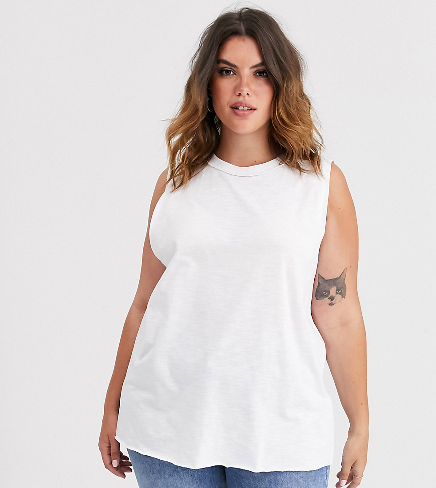 ASOS DESIGN Curve - Oversized hemdje met zichtbare naden in wit