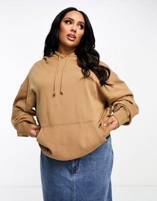 ASOS DESIGN Curve oversized hoodie co-ord in washed tan