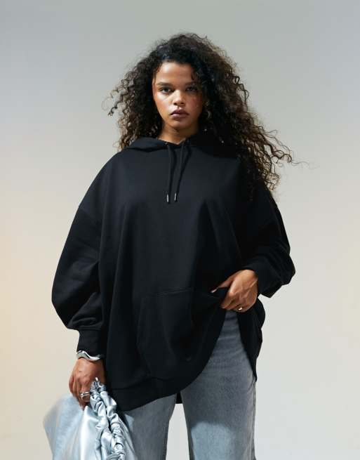 ASOS DESIGN Curve oversized hoodie in black