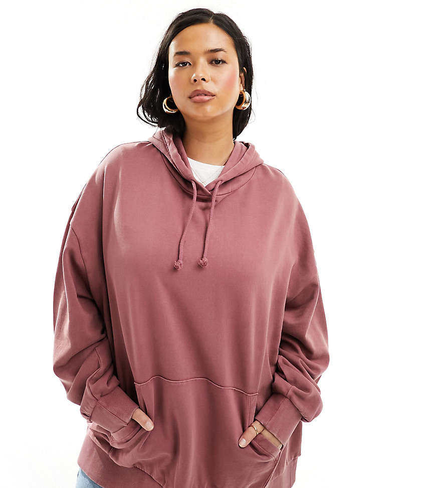 ASOS DESIGN Curve oversized hoodie in washed aubergine-Pink
