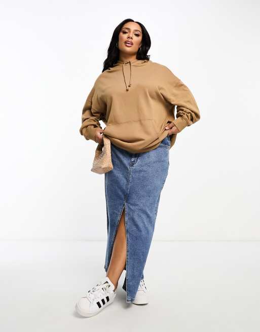 ASOS DESIGN Curve oversized hoodie in washed tan - part of a set