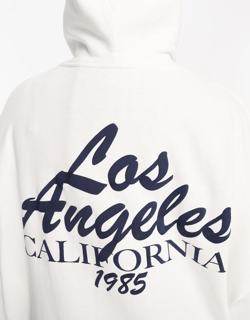 ASOS Design Oversized Hoodie with Los Angeles Graphic in cream-White