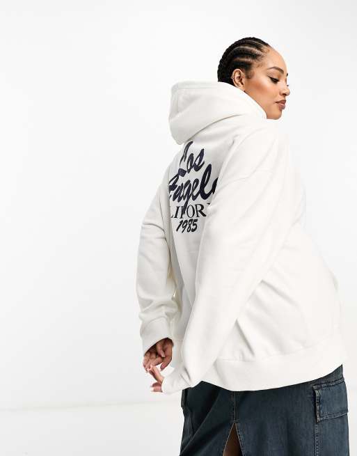 ASOS Design Oversized Hoodie with Los Angeles Graphic in cream-White