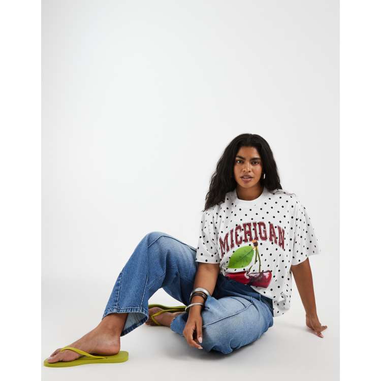 ASOS DESIGN Curve oversized jersey with Michigan cherry graphic in