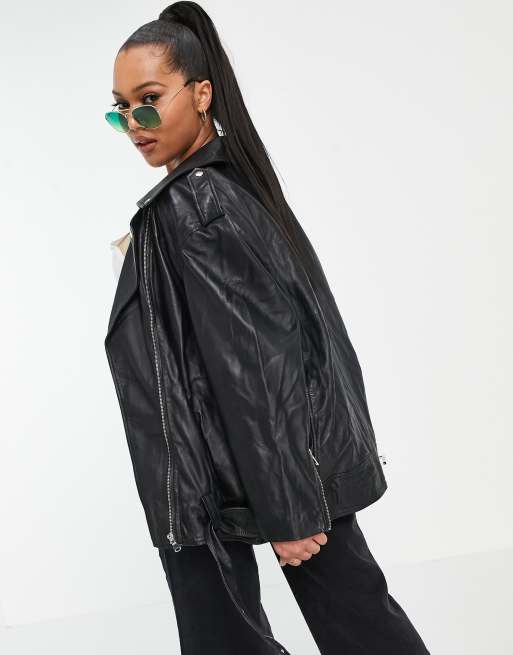 Asos curve leather jacket sale