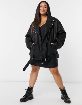 asos plus size leather jacket