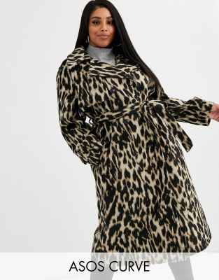 asos design leopard coat