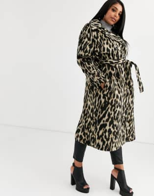 asos design leopard coat