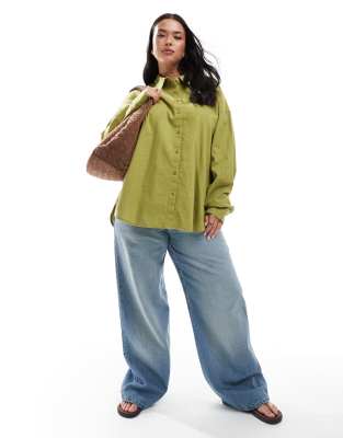 Asos Design Curve Oversized Linen Look Shirt