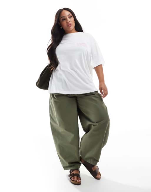 ASOS DESIGN Curve oversized linen look T-shirt with flower shop graphic