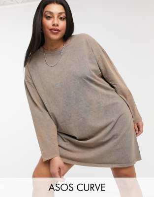 Plus Acid Wash T-Shirt Dress