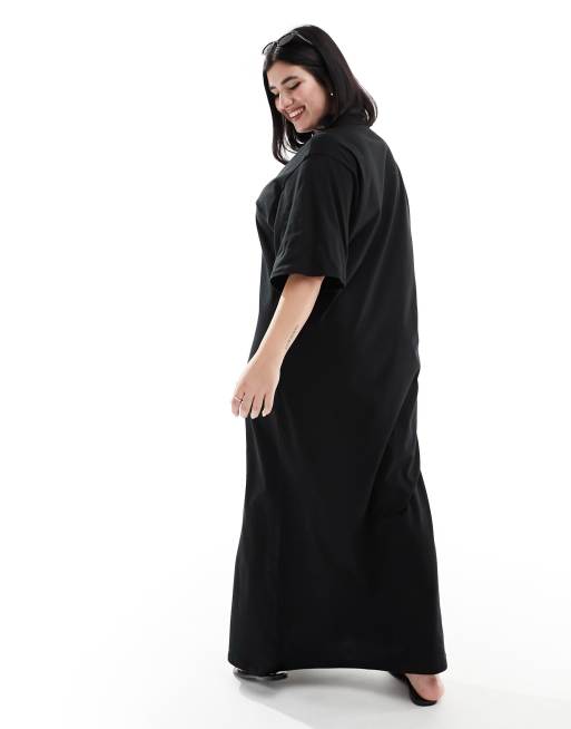 ASOS DESIGN Curve oversized midaxi T-shirt dress in black