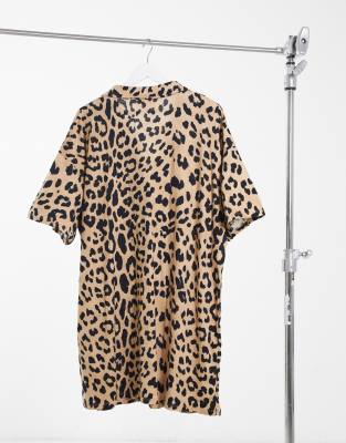 asos leopard print shirt dress