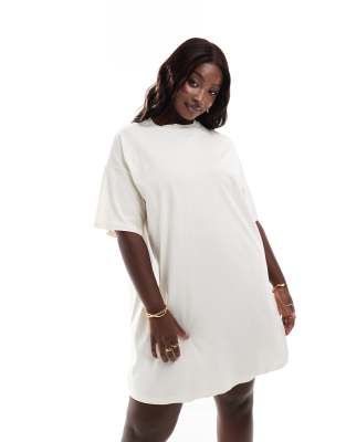 ASOS DESIGN Curve oversized mini t-shirt dress-White