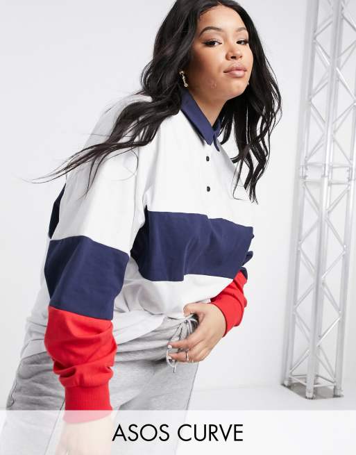 ASOS DESIGN Curve oversized polo in color block
