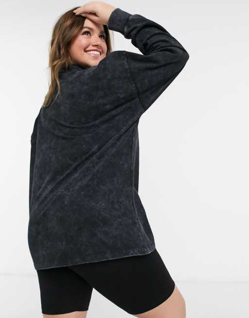 ASOS DESIGN Curve - Oversized polotop i vasket koksgrå med lange ærmer, 2 af 4