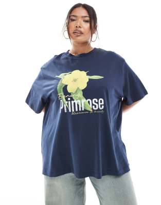 ASOS CURVE ASOS DESIGN CURVE OVERSIZED PRIMROSE FLOWER T-SHIRT 