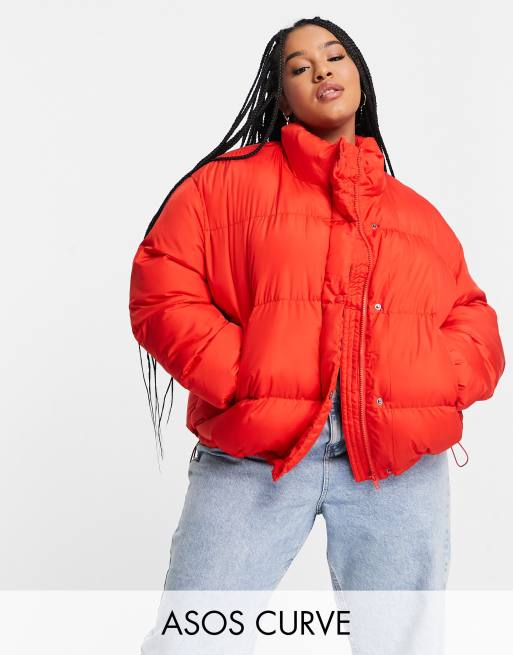 Oversized red outlet puffer jacket