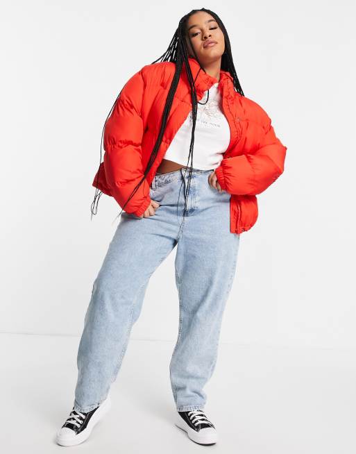 Asos red puffer outlet jacket