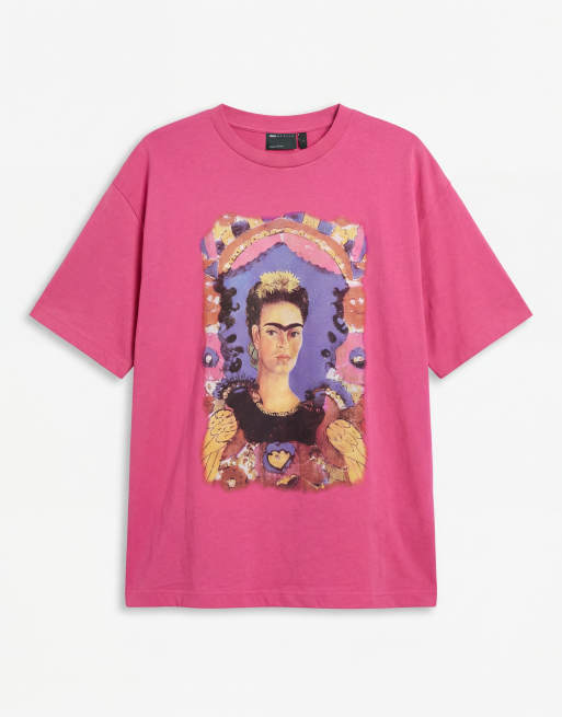 ASOS DESIGN Curve Oversized Self portrait the frame art T-shirt in pink, 5 of 7