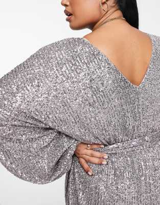 asos curve sequin dress ASOS EDITION Curve stacked multi sequin loose fit mini dress in green
