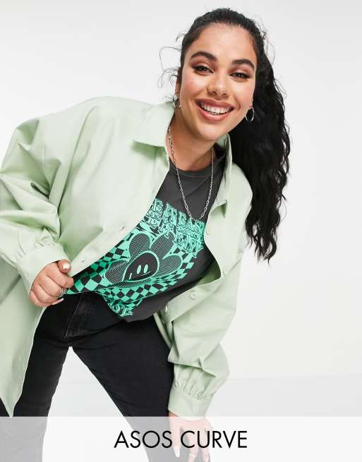 ASOS DESIGN Curve oversized shacket in mint