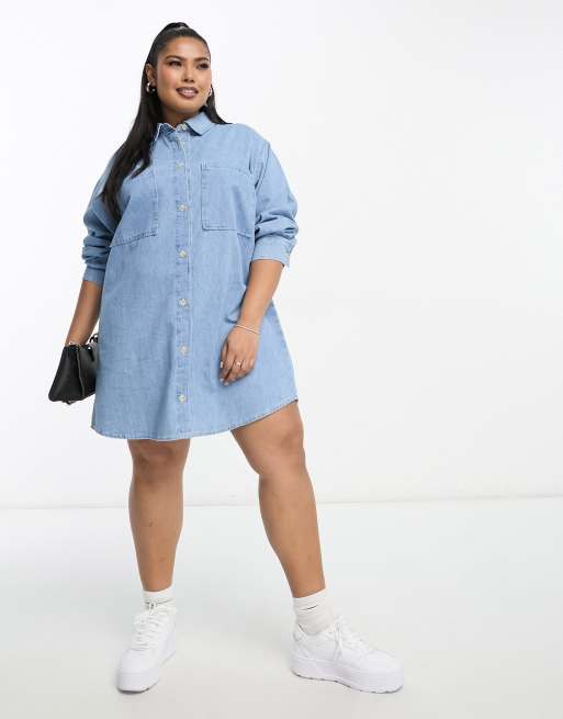 Light blue shirt dresses