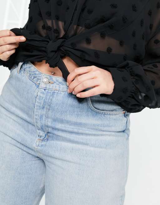 ASOS DESIGN Curve oversized shirt in black dobby, 2 of 4