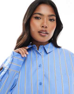 Asos Curve Asos Design Curve Oversized Shirt In Blue