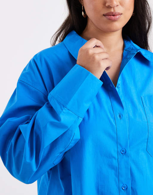 ASOS DESIGN Curve oversized shirt in blue, 2 of 4