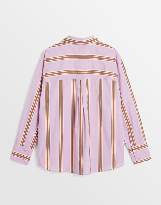 ASOS DESIGN Curve oversized shirt in violet stripes, 6 of 8