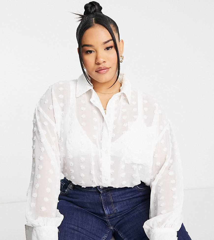 Plus-size shirt by ASOS DESIGN The scroll is over Spread collar Button placket Drop shoulders Oversized fit