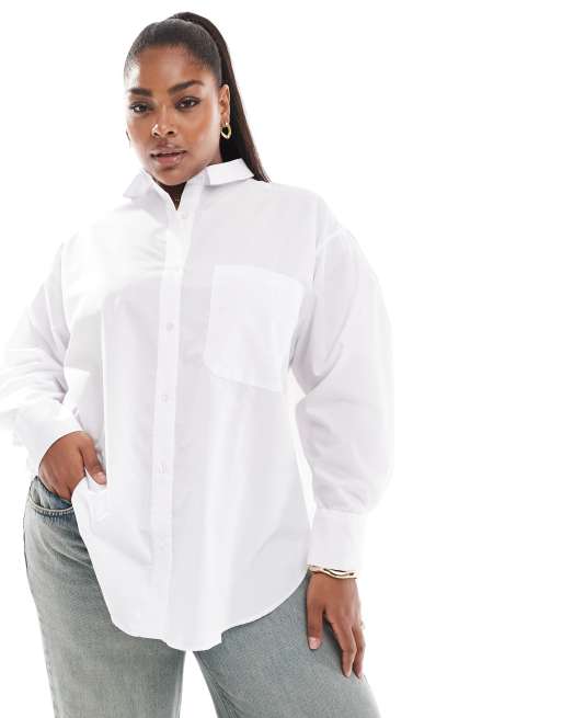 ASOS DESIGN Curve oversized shirt in white | ASOS