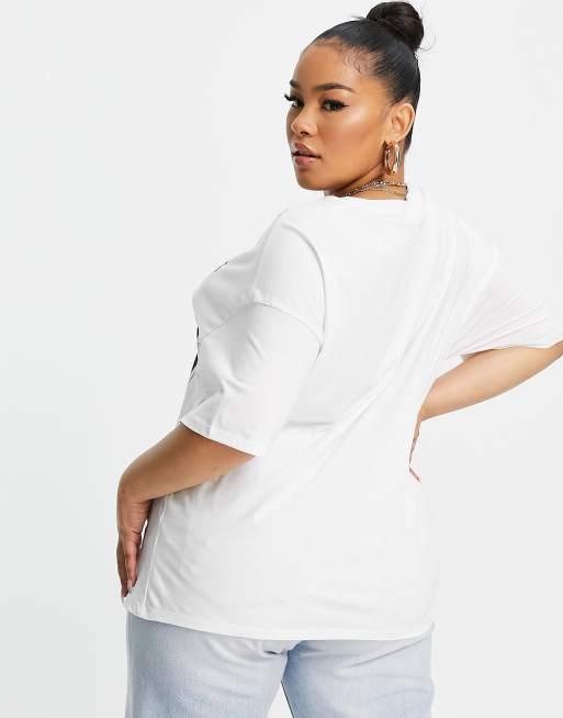 ASOS DESIGN Curve oversized short sleeve T-shirt with NFL Las Vegas Raiders  print in white