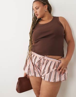 Asos Curve Asos Design Curve Oversized Shorts In Brown