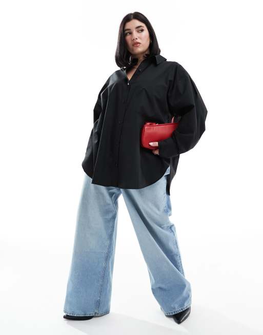 ASOS DESIGN Curve - Oversized skjorte i sort